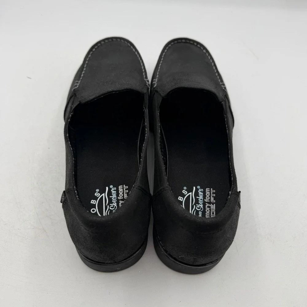 BOBS Skechers Chill Lugs Central Look Loafers Womens 9 W WIDE Black Slip On Shoe